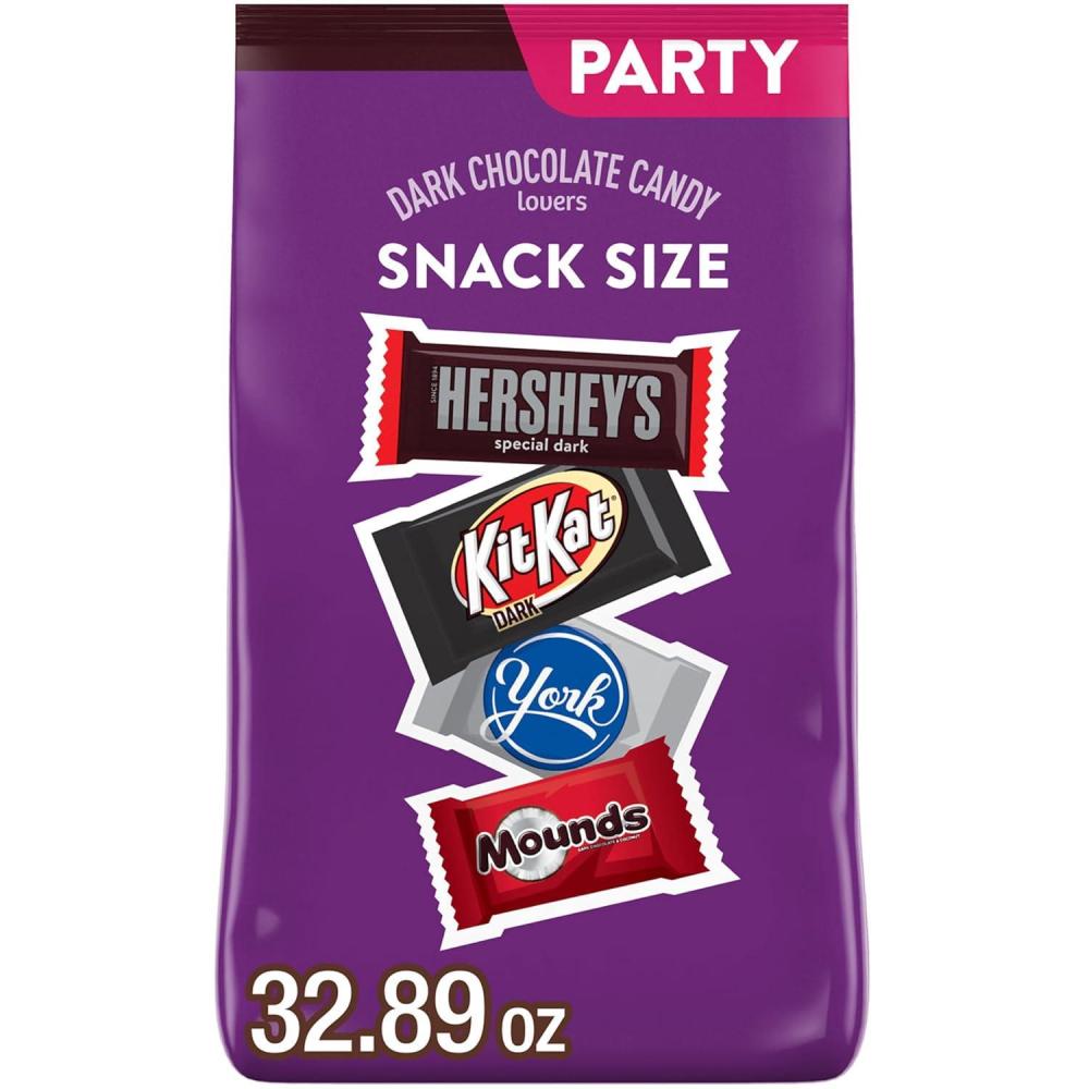 imageHershey Assorted Dark Chocolate Flavored Snack Size Candy Party Pack 3289 oz3289 Ounce Pack of 1