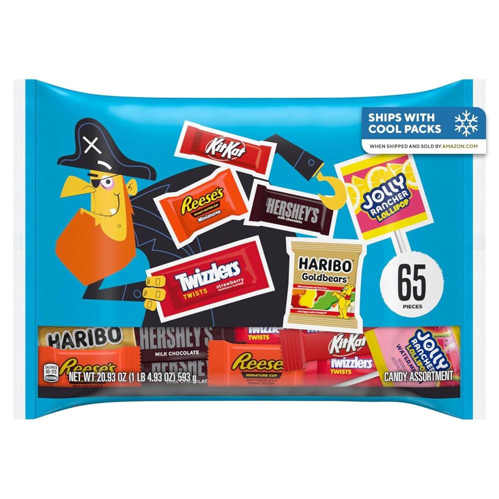 imageHershey Miniatures Assorted Flavored Halloween Candy Bag 2093 oz 65 Pieces