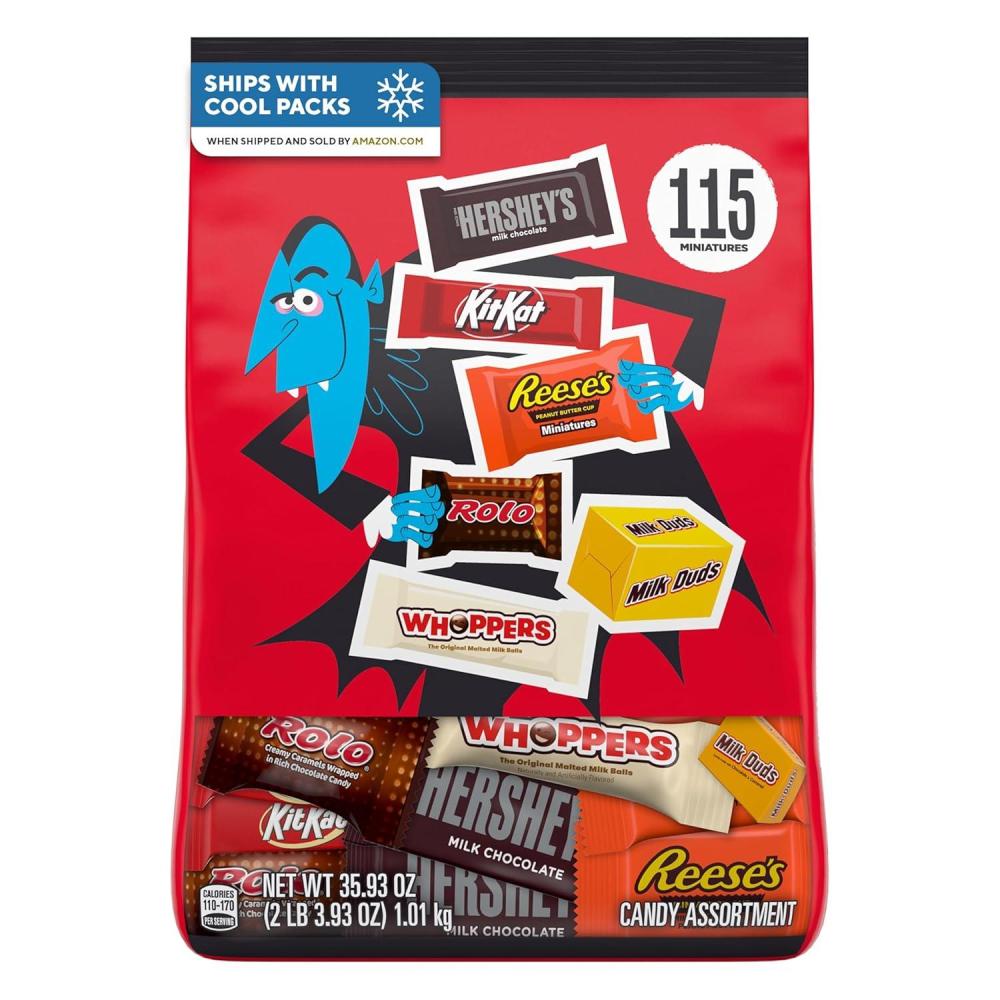 imageHershey Miniatures Assorted Flavored Halloween Candy Bulk Bag 3593 oz 115 Pieces115 Count Pack of 1
