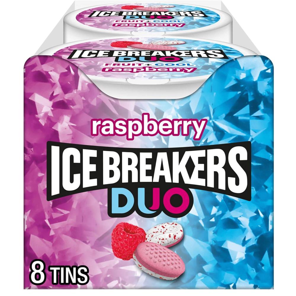 imageICE BREAKERS Duo Fruit Plus Cool Raspberry Flavored Sugar Free Mints Pucks 13 oz 8 CountRaspberry Cool