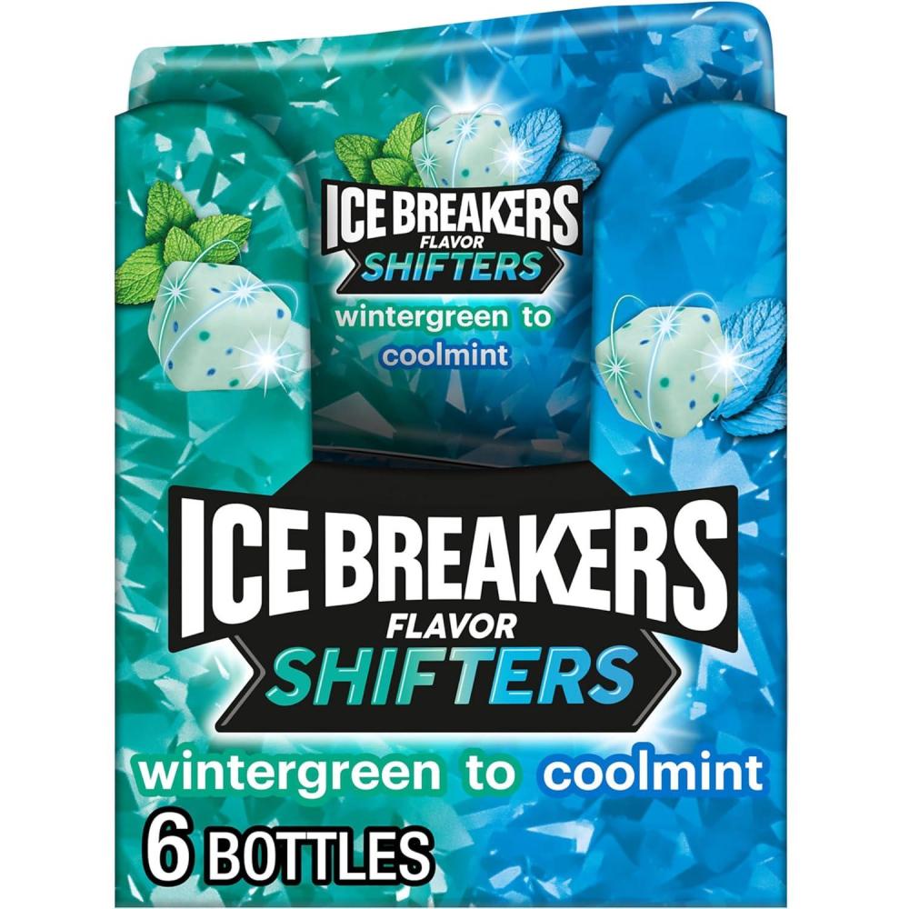 imageICE BREAKERS Flavor Shifters Wintergreen to Coolmint Flavored Sugar Free Chewing Gum Bottles 324 oz 40 Pieces 6 Count
