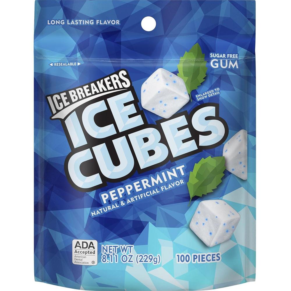 imageICE BREAKERS ICE CUBES Sugar Free Gum Peppermint 100 Pieces 811 Oz