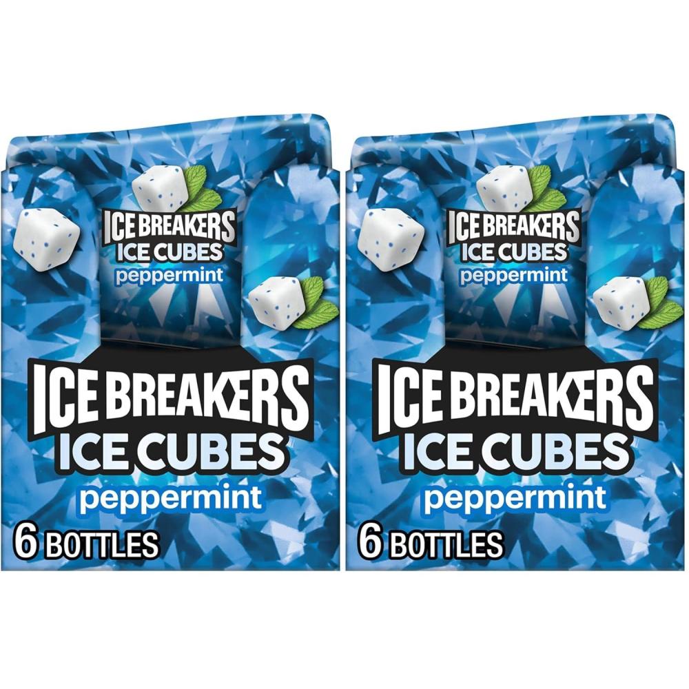 imageICE BREAKERS Ice Cubes Peppermint Sugar Free Chewing Gum Bottles 324 oz 4 Count 40 PiecesPeppermint