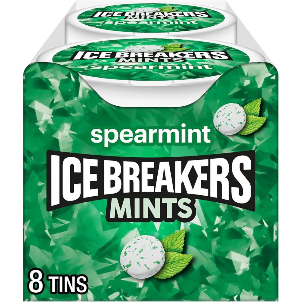 imageICE BREAKERS Spearmint Sugar Free Mints Tins 15 oz 8 Count