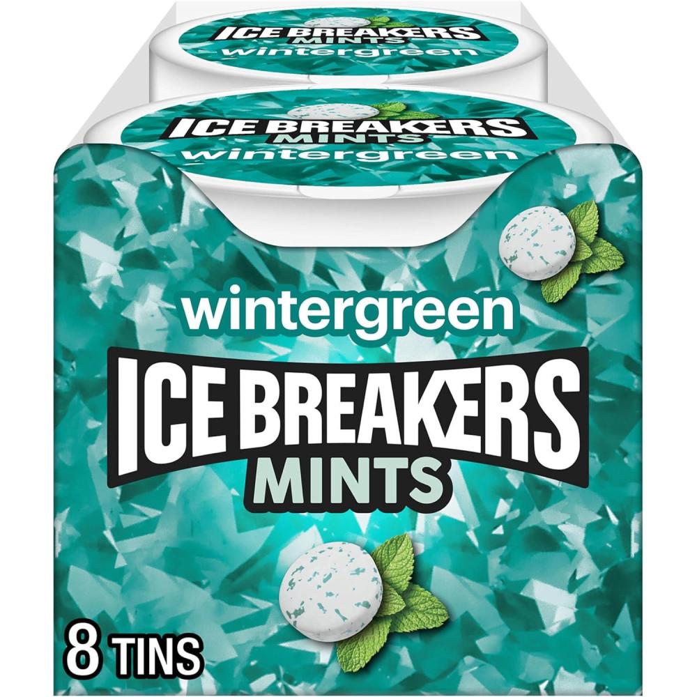 imageICE BREAKERS Wintergreen Sugar Free Mints Tins 15 oz 8 CountWintergreen