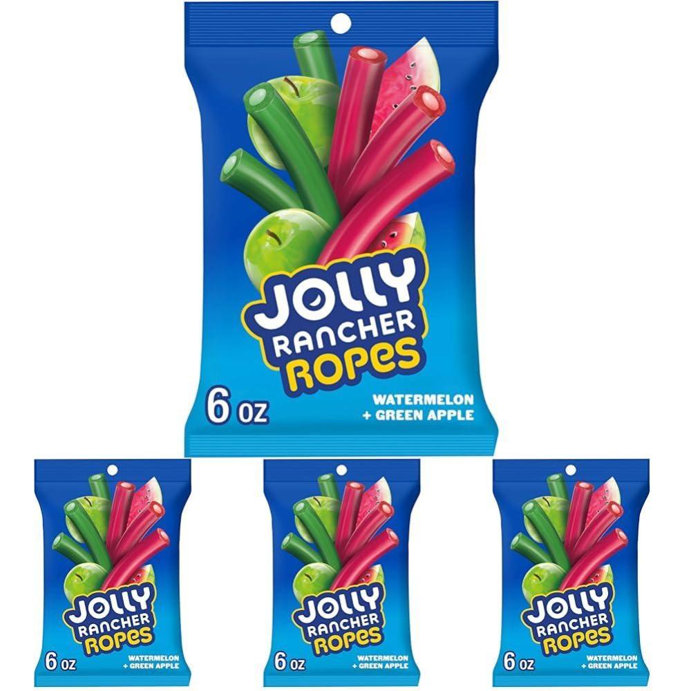 imageJOLLY RANCHER Ropes Watermelon and Green Apple Flavored Candy Bag 6 oz6 Ounce Pack of 4