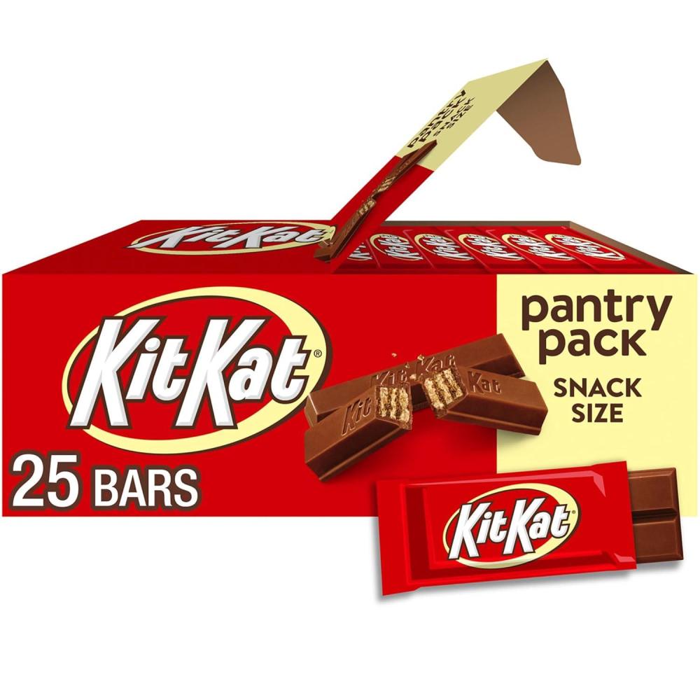 imageKIT KAT Milk Chocolate Wafer Snack Size Candy Pantry Pack Halloween Candy 1225 oz 25 PiecesMilk Chocolate Wafer
