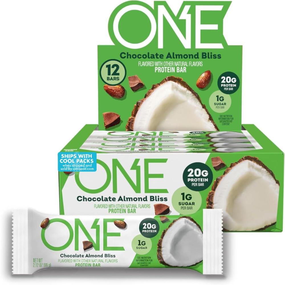 imageONE Protein Bars Blueberry Cobbler Gluten Free with 20g Protein and 1g Sugar Pantry Staples 212 oz 12 CountAlmond Bliss