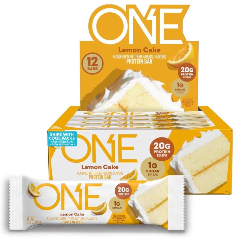 imageONE Protein Bars Blueberry Cobbler Gluten Free with 20g Protein and 1g Sugar Pantry Staples 212 oz 12 CountLemon Cake