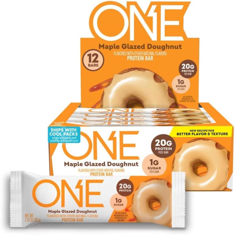 imageONE Protein Bars Blueberry Cobbler Gluten Free with 20g Protein and 1g Sugar Pantry Staples 212 oz 12 CountMaple Glazed Doughnut