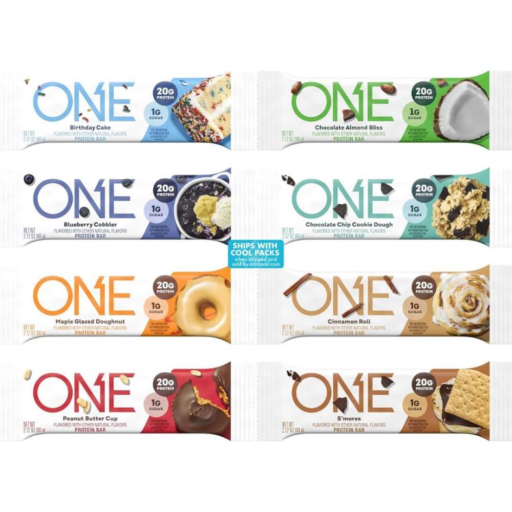 imageONE Protein Bars Blueberry Cobbler Gluten Free with 20g Protein and 1g Sugar Pantry Staples 212 oz 12 CountSampler Variety Pack