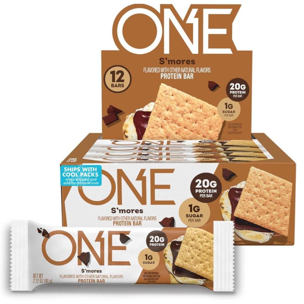 imageONE Protein Bars Blueberry Cobbler Gluten Free with 20g Protein and 1g Sugar Pantry Staples 212 oz 12 CountSmores