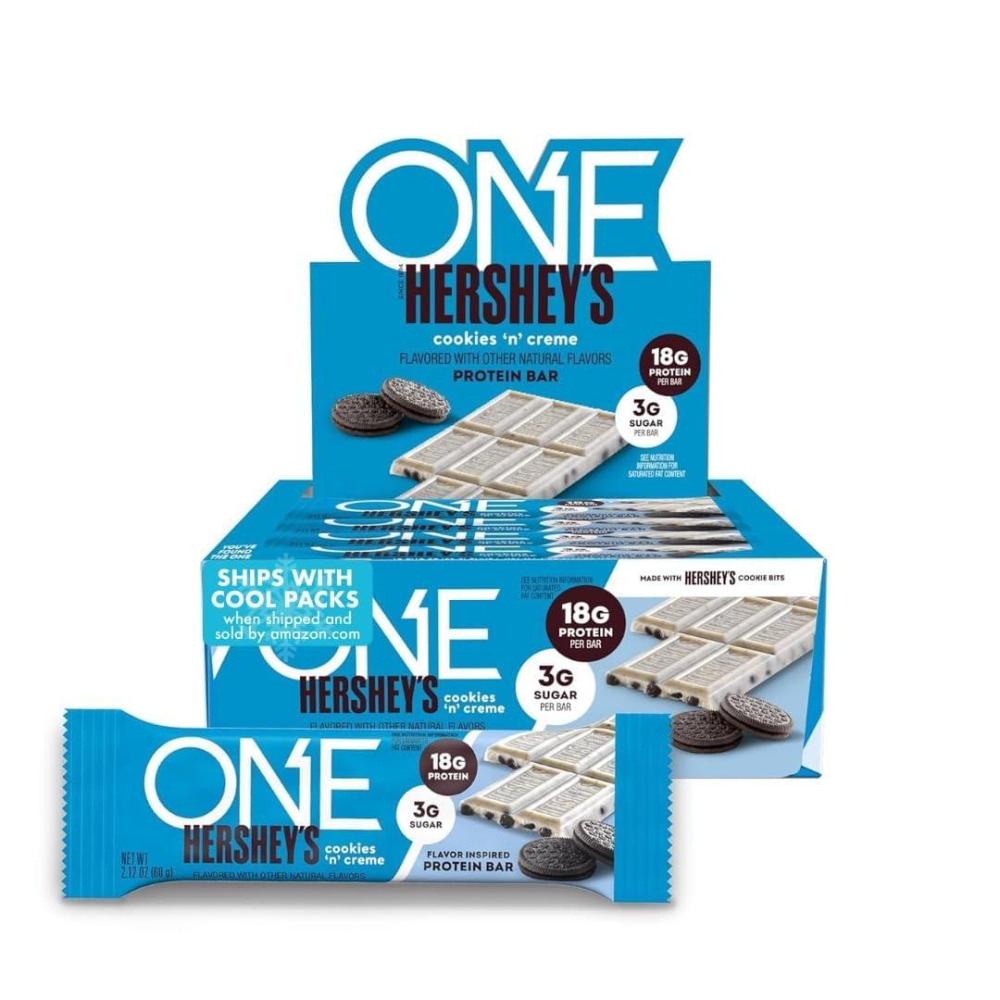 imageONE Protein Bars Hersheys Cookies n Creme Gluten Free with 18g Protein and 3g Sugar Pantry Staples 212 oz 12 CountHersheys Cookies n Crme