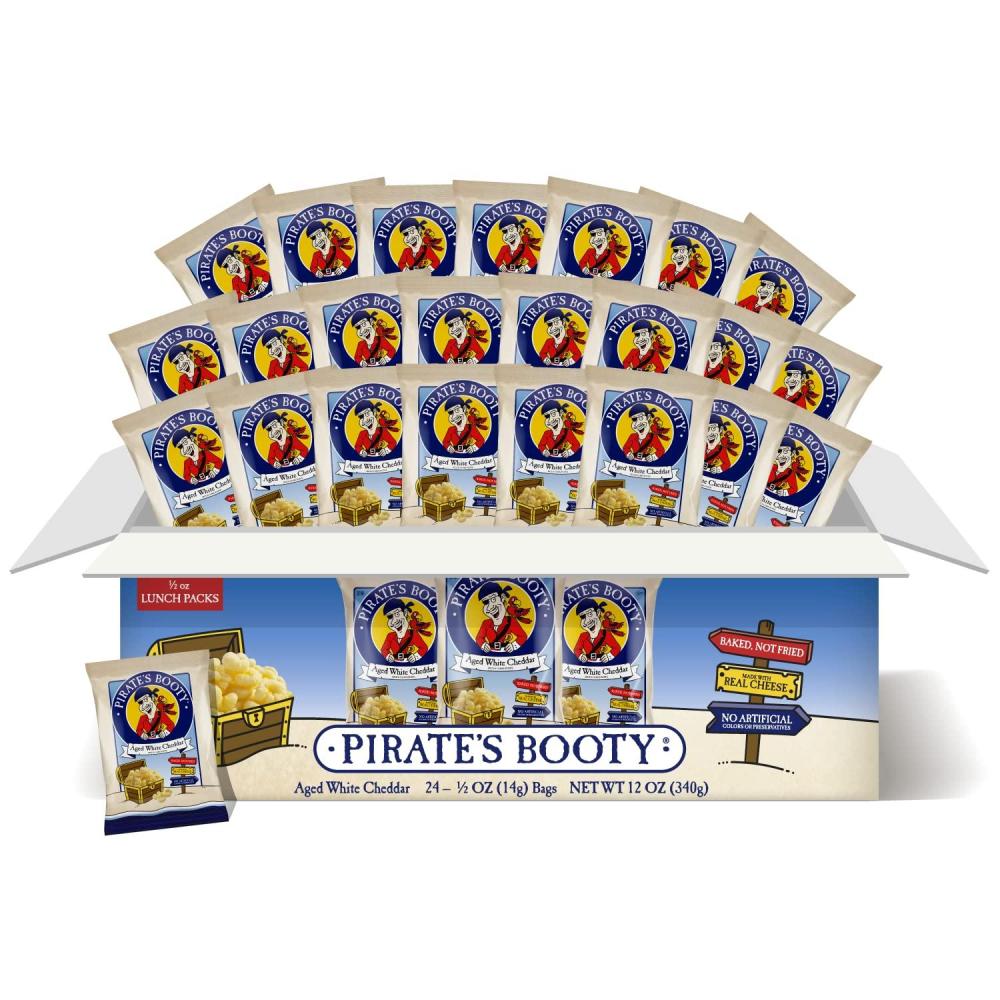 imagePirates Booty Aged White Cheddar Cheese Puffs GlutenFree Kids Snacks 05oz 24ctAged White Cheddar