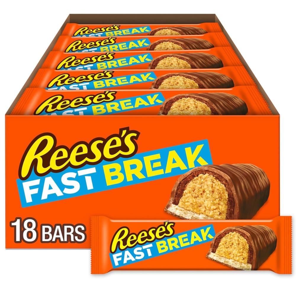 imageREESES FAST BREAK Peanut Butter Nougat Candy Bars 18 oz Pack of 18