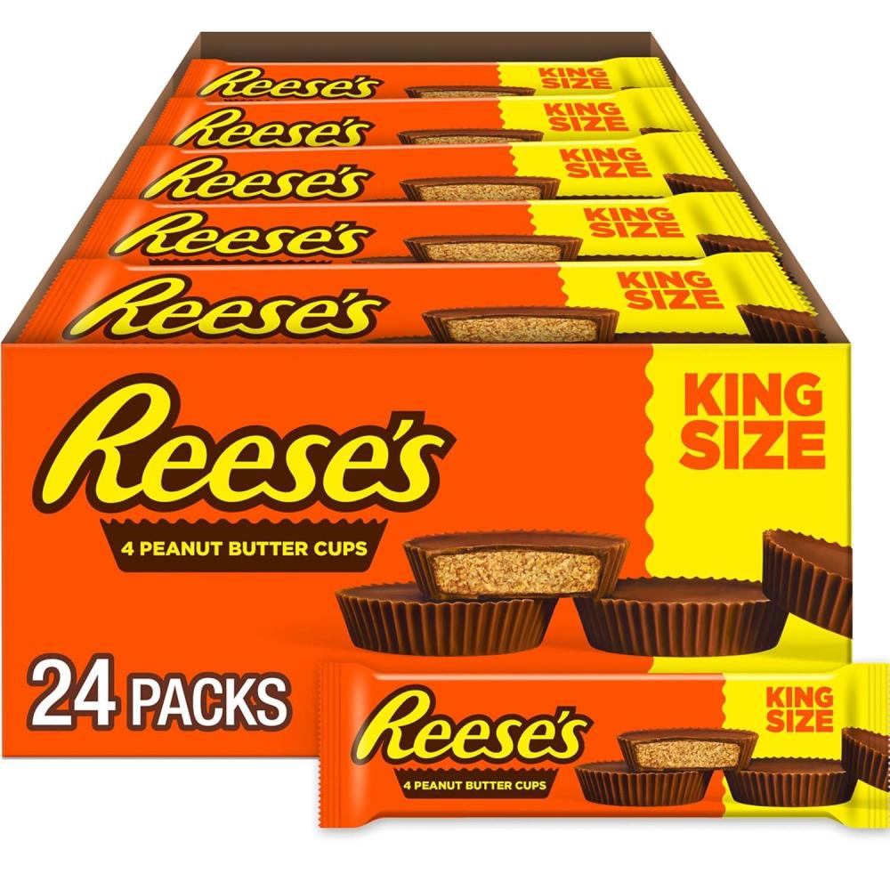 imageREESES Milk Chocolate King Size Peanut Butter Cups Candy Packs 28 oz 24 Count28 Ounce Pack of 24