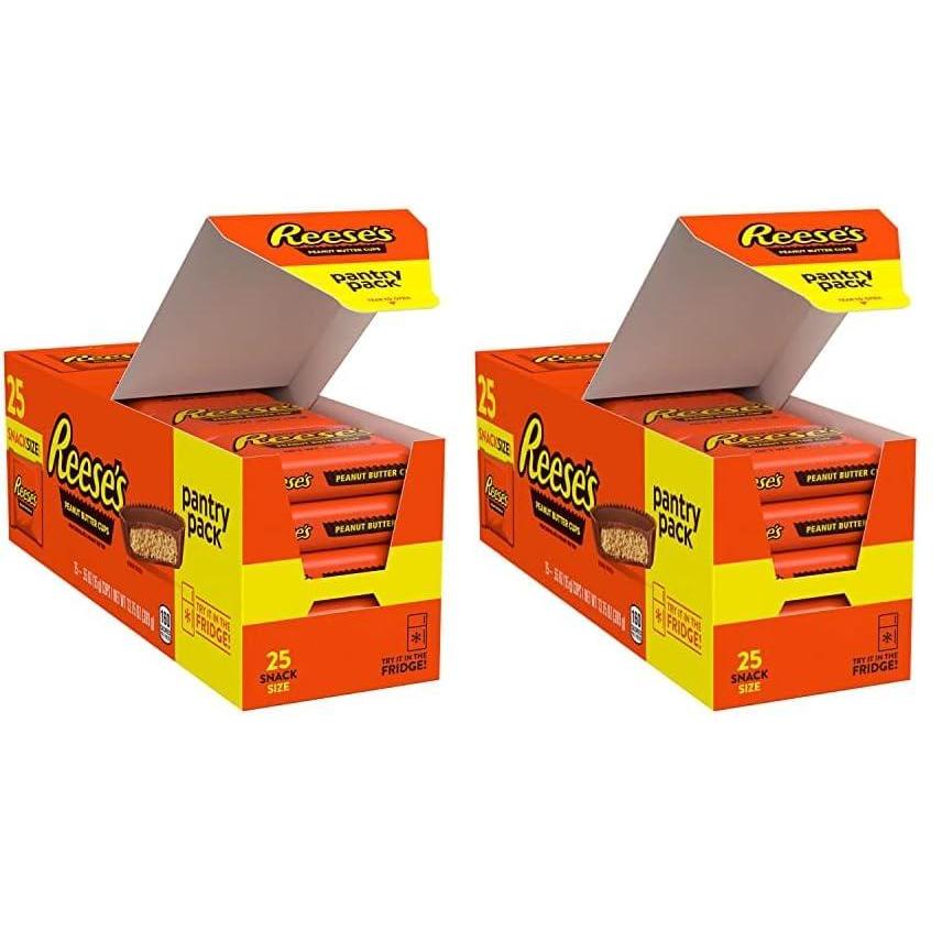 imageREESES Milk Chocolate Snack Size Peanut Butter Cups Candy Pantry Pack Halloween Candy 1375 oz 25 Pieces25 Count Pack of 2