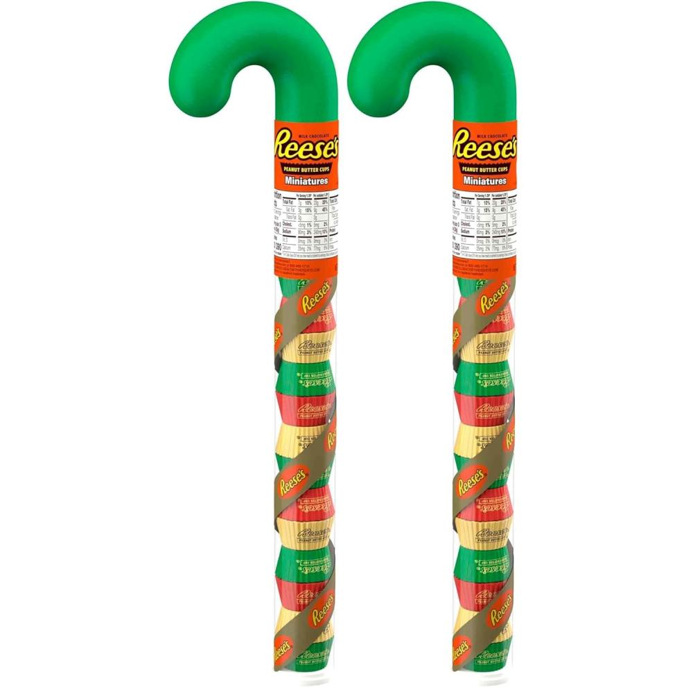 imageREESES Miniatures Milk Chocolate Peanut Butter Cups Christmas Candy Plastic Cane 217 ozPeanutButter