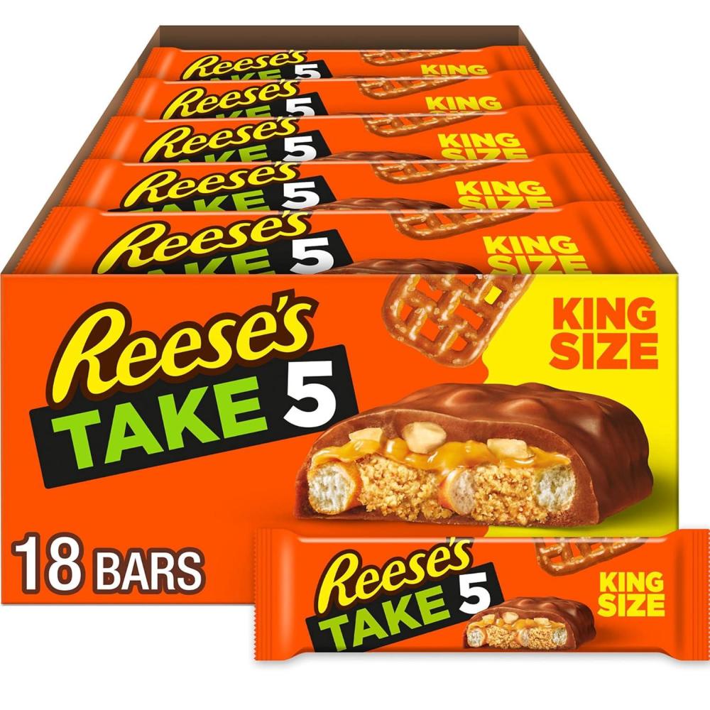 imageREESES TAKE 5 Pretzel Peanut and Chocolate King Size Candy Bars 225 oz 18 Count