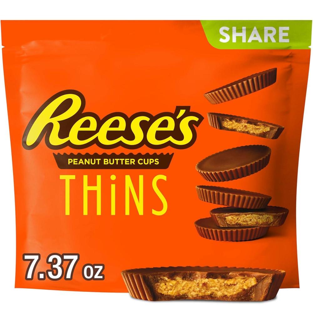 imageREESES THiNS Milk Chocolate Peanut Butter Cups Candy Party Pack 2405 ozMilk Chocolate Peanut Butter