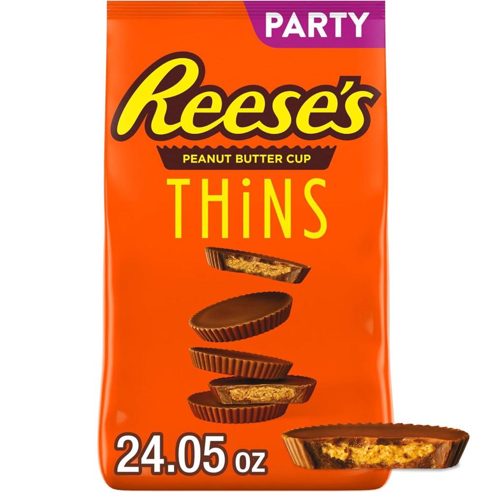 imageREESES THiNS Milk Chocolate Peanut Butter Cups Candy Party Pack 2405 ozPeanut Butter