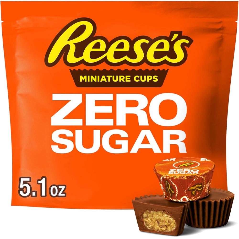 imageREESES Zero Sugar Miniatures Chocolate Peanut Butter Cups Candy Bag 51 oz51 Ounce Pack of 1