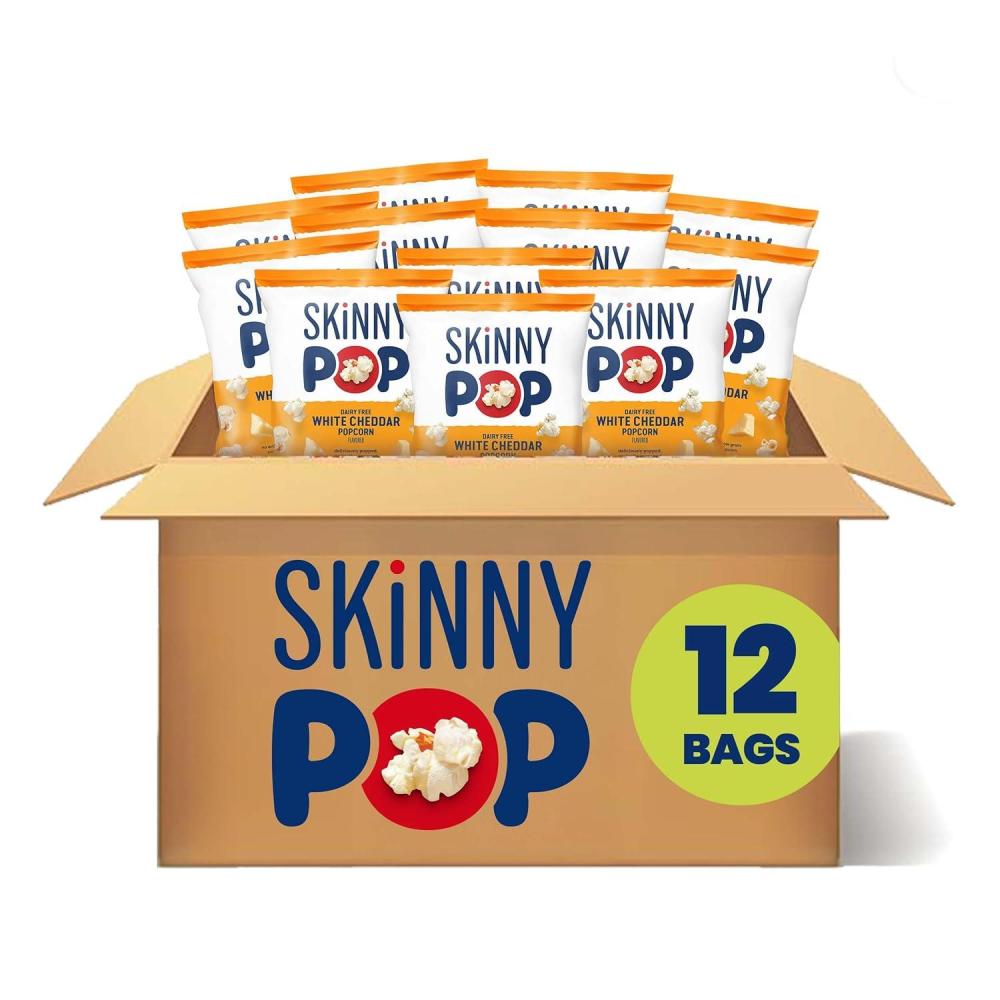 imageSkinnyPop Popcorn Original Whole Grain DairyFree Snack 065oz Bags 30ctWhite Cheddar