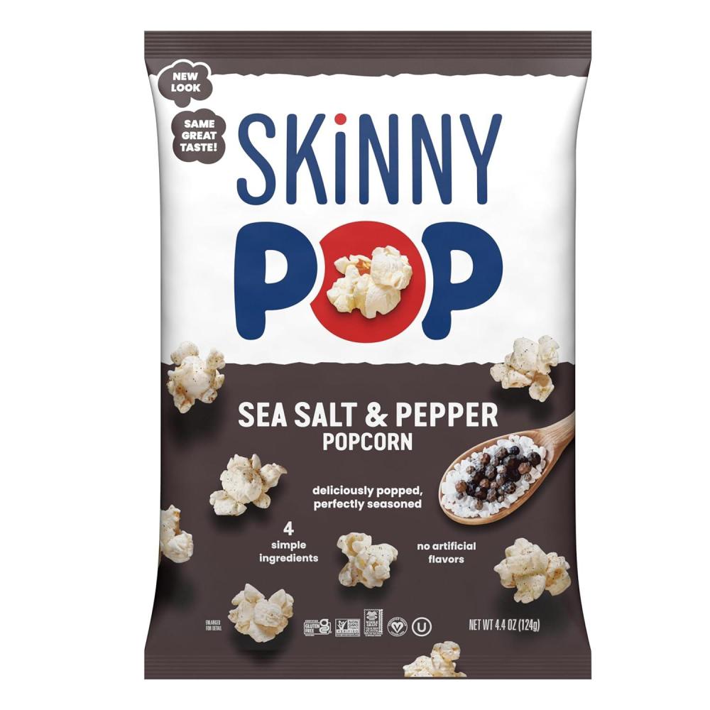 imageSkinnyPop Popcorn Original Whole Grain DairyFree Snack 44oz BagSaltAndPepper