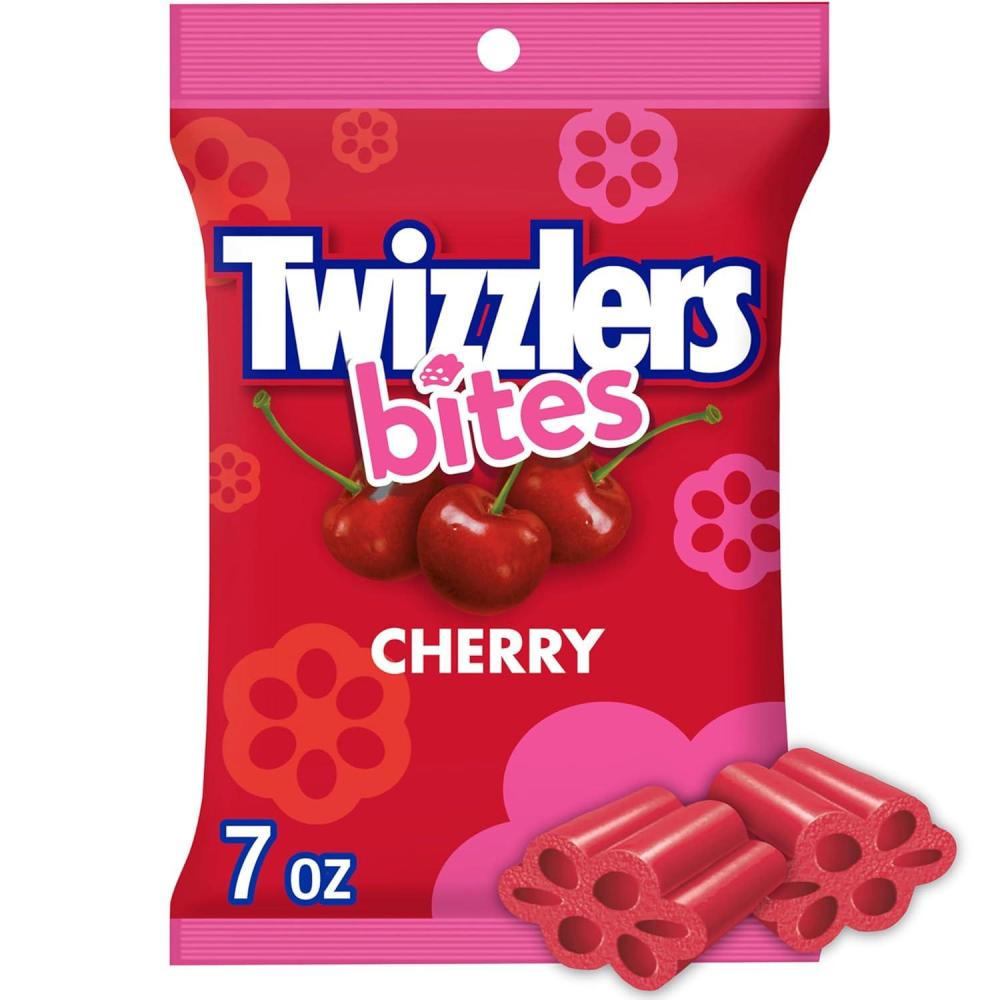 imageTWIZZLERS Bites Cherry Flavored Licorice Style Chewy Candy Bag 16 ozCherry