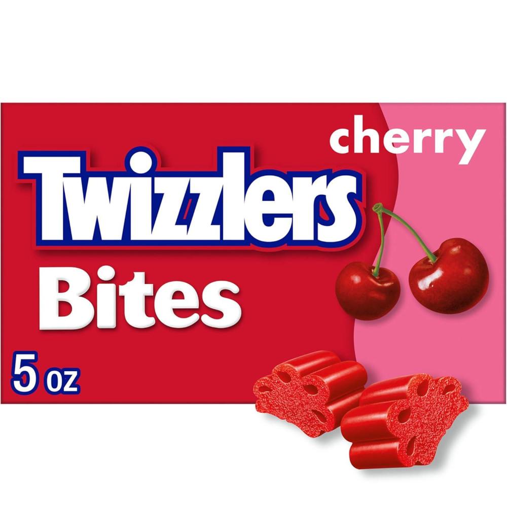 imageTWIZZLERS Bites Cherry Flavored Licorice Style Chewy Candy Boxes 5 oz 12 CountCherry Bites
