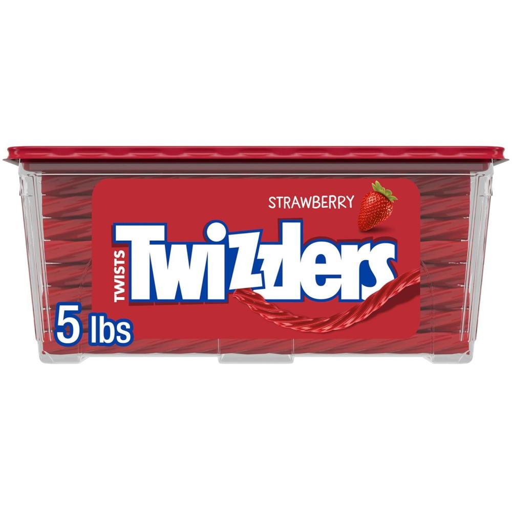 imageTWIZZLERS Twists Strawberry Flavored Licorice Style Chewy Candy Tub 5 lbStrawberry