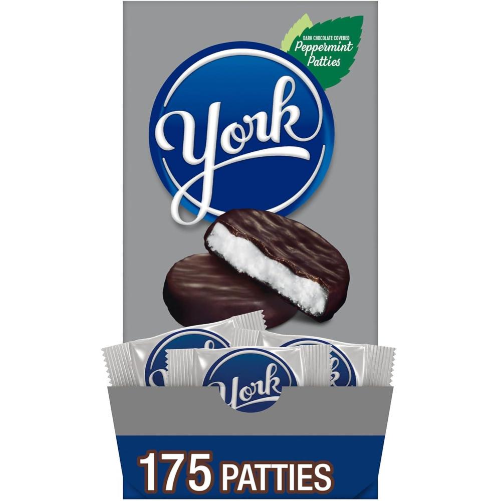 imageYORK Dark Chocolate Peppermint Patties Candy Bulk Box 84 oz 175 PiecesPeppermint