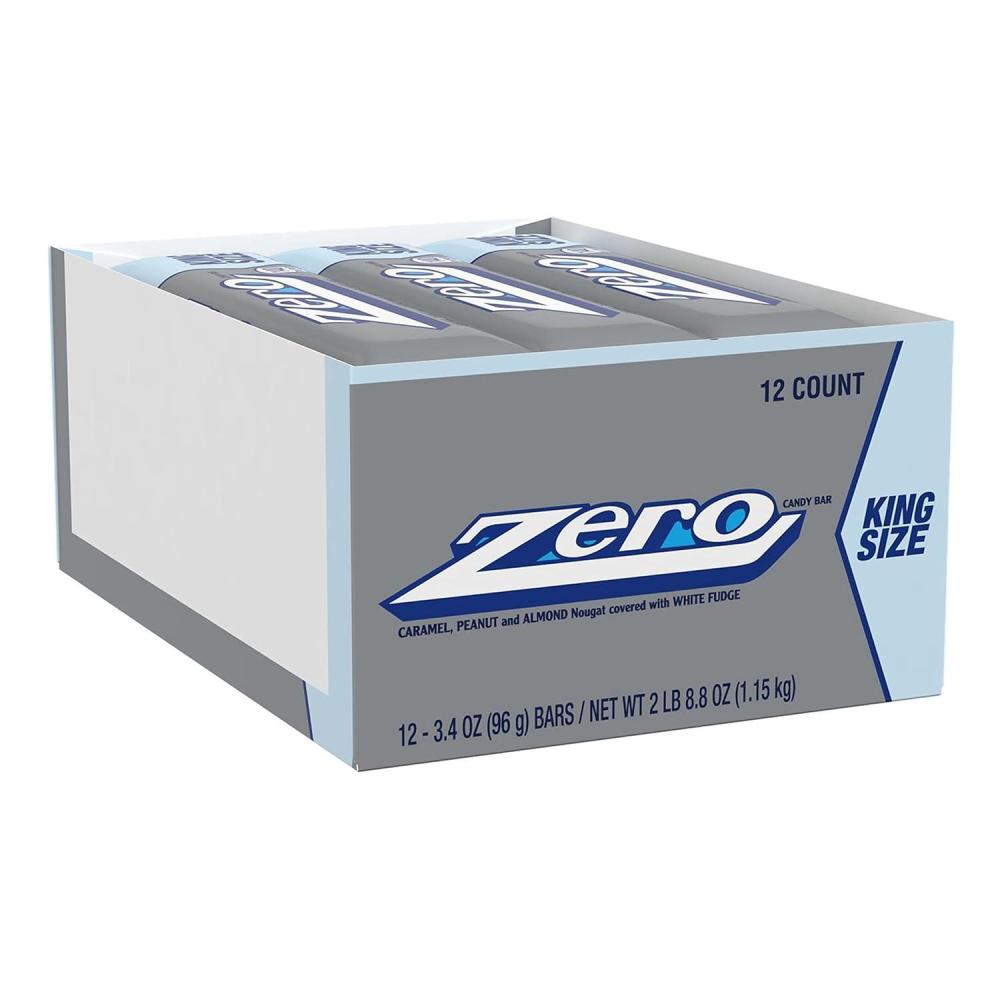 imageZERO White Fudge Caramel Peanut and Almond Nougat King Size Candy Bulk Individually Wrapped 34 oz Bars 12 Count