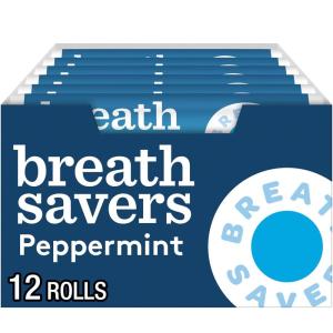 BREATH SAVERS Peppermint Sugar Free Breath Mints Rolls, 0.75 oz (24 Count)(Peppermint)