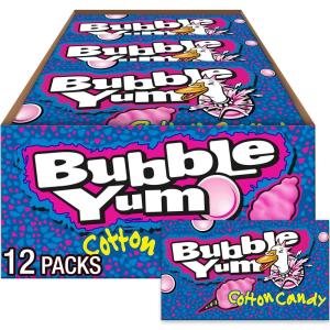 BUBBLE YUM Original Chewy, Bubble Gum Packs, 1.4 oz (18 Count)(Cotton Candy)