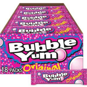 BUBBLE YUM Original Chewy, Bubble Gum Packs, 1.4 oz (18 Count)(Original)