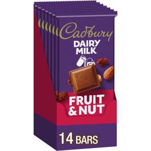 CADBURY DAIRY MILK Fruit & Nut Milk Chocolate Candy Bars, 3.5 oz (14 Count)(3.5 Ounce (Pack of 14))