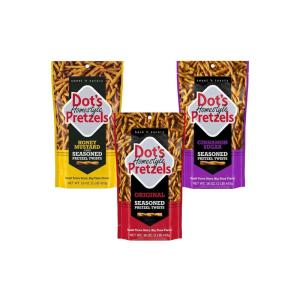 Dot’s Pretzels Bundle Pack Original, Honey Mustard, and Cinnamon Sugar Seasoned Pretzel Twist Snack, 16oz Grocery Sized Bags (3 Pack)(Original  Honey Mustard  Cinnamon Sugar)