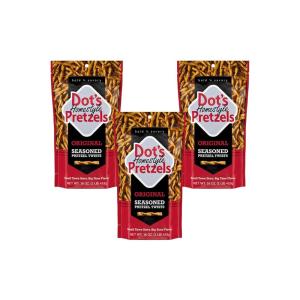 Dot’s Pretzels Bundle Pack Original, Honey Mustard, and Cinnamon Sugar Seasoned Pretzel Twist Snack, 16oz Grocery Sized Bags (3 Pack)(Original)