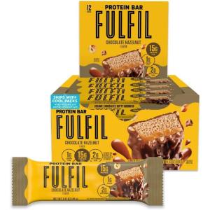 FULFIL Protein Snack Bars, Chocolate Salted Caramel Flavored, Gluten Free with 15g Protein, Pantry Staples, 12 Count(Chocolate Hazelnut)