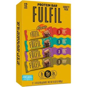 FULFIL Protein Snack Bars, Chocolate Salted Caramel Flavored, Gluten Free with 15g Protein, Pantry Staples, 12 Count(Variety Pack)