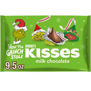 HERSHEY’S KISSES Grinch Milk Chocolate, Christmas Candy Bulk Bag, 33.85 oz(Milk Chocolate)