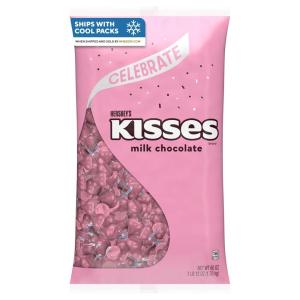 HERSHEY’S KISSES Milk Chocolate Candy Bulk Bag, 60 oz(Pink)