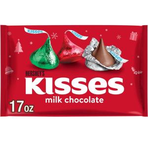 HERSHEY’S KISSES Milk Chocolate, Christmas Candy Bag, 17 oz