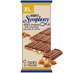 HERSHEY’S SYMPHONY Chocolate Almond Toffee XL, Candy Bars, 4.25 oz (16 Pieces, 12 Count)(Milk Chocolate  Almonds and Toffee)