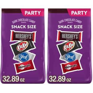 Hershey Assorted Dark Chocolate Flavored Snack Size, Candy Party Pack, 32.89 oz(32.89 Ounce (Pack of 2))