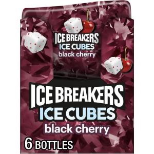 ICE BREAKERS Ice Cubes Bubble Breeze Flavored Sugar Free Chewing Gum Bottles, 3.24 oz (6 Count, 40 Pieces)(Black Cherry)