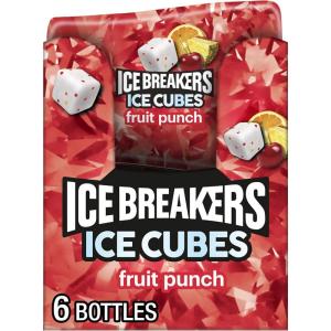 ICE BREAKERS Ice Cubes Bubble Breeze Flavored Sugar Free Chewing Gum Bottles, 3.24 oz (6 Count, 40 Pieces)(Fruit Punch)