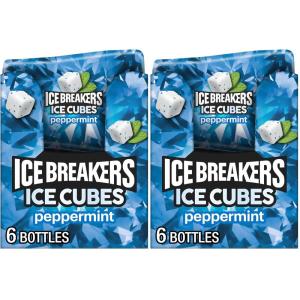 ICE BREAKERS Ice Cubes Peppermint Sugar Free Chewing Gum Bottles, 3.24 oz (4 Count, 40 Pieces)(Peppermint)
