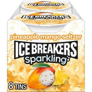 ICE BREAKERS Sparkling Pineapple Mango Seltzer Sugar Free Mints Tins, 1.5 oz (8 Count)(Pineapple Mango)